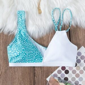 Blue and White Bikini Top